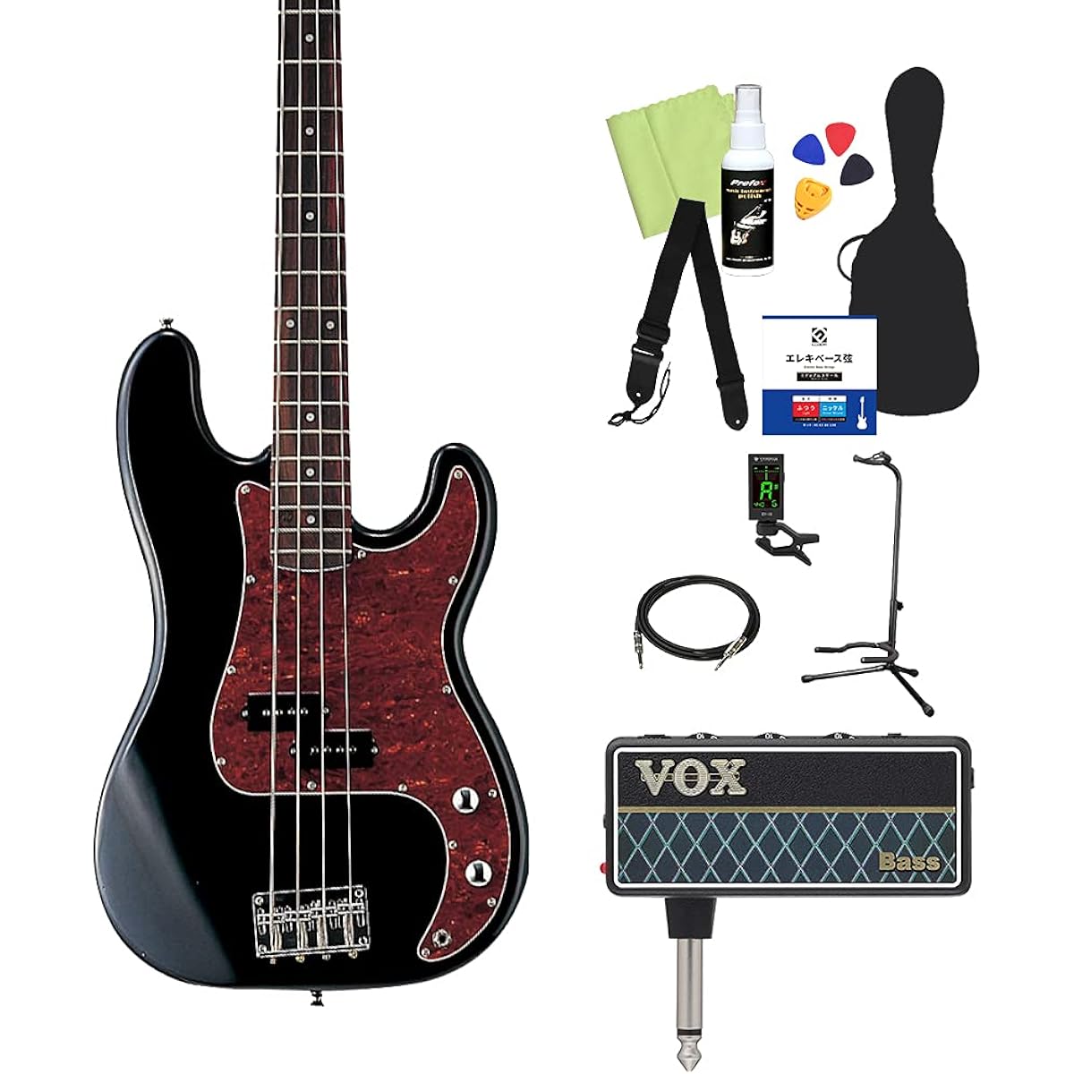 Photogenic PB240 BK Bass Beginner 12-piece set [with headphone amplifier] Precision bass type Photogenic