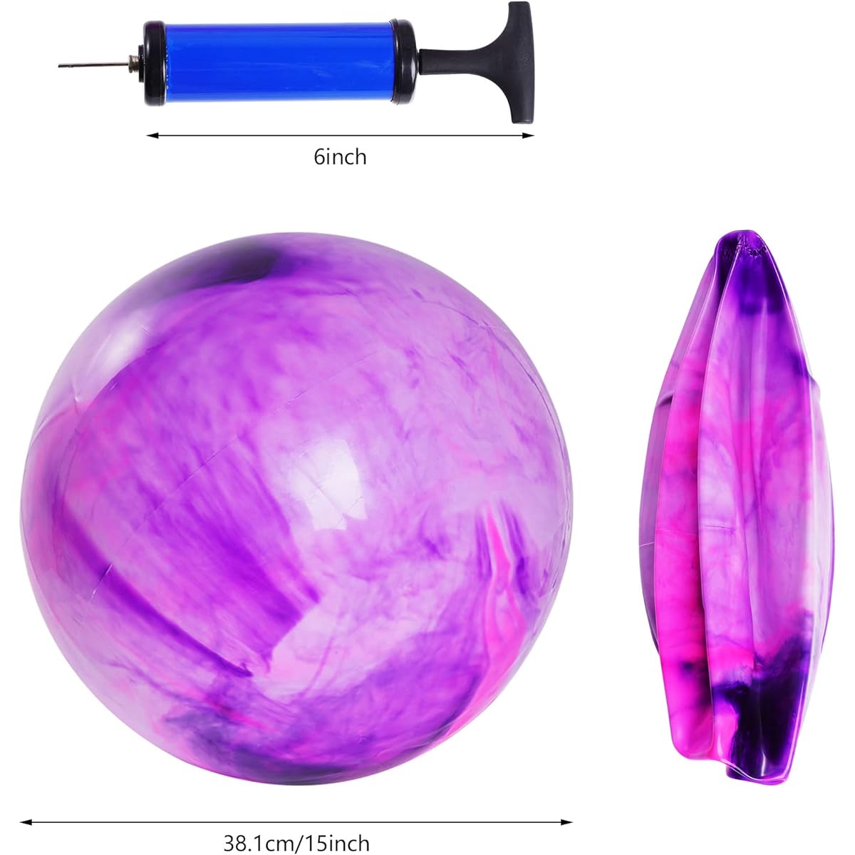 baotongle 2pcs 15 inch Marble Pattern Bouncy Ball with Pump for Pet Outdoor School Water