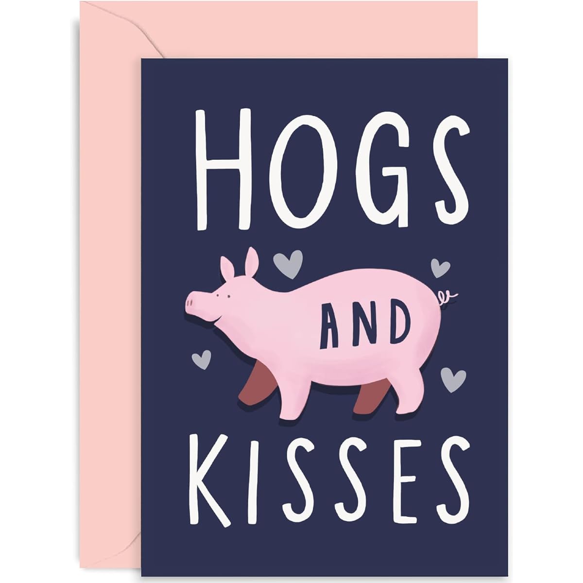 Old English Co. Hogs and Kisses Cards "Her Him" - Cute "Thinking of You" Cards for Women and Men - Fun Tactile Cards for Operations and Upsets from Friends and Family | Blank Inside Envelopes