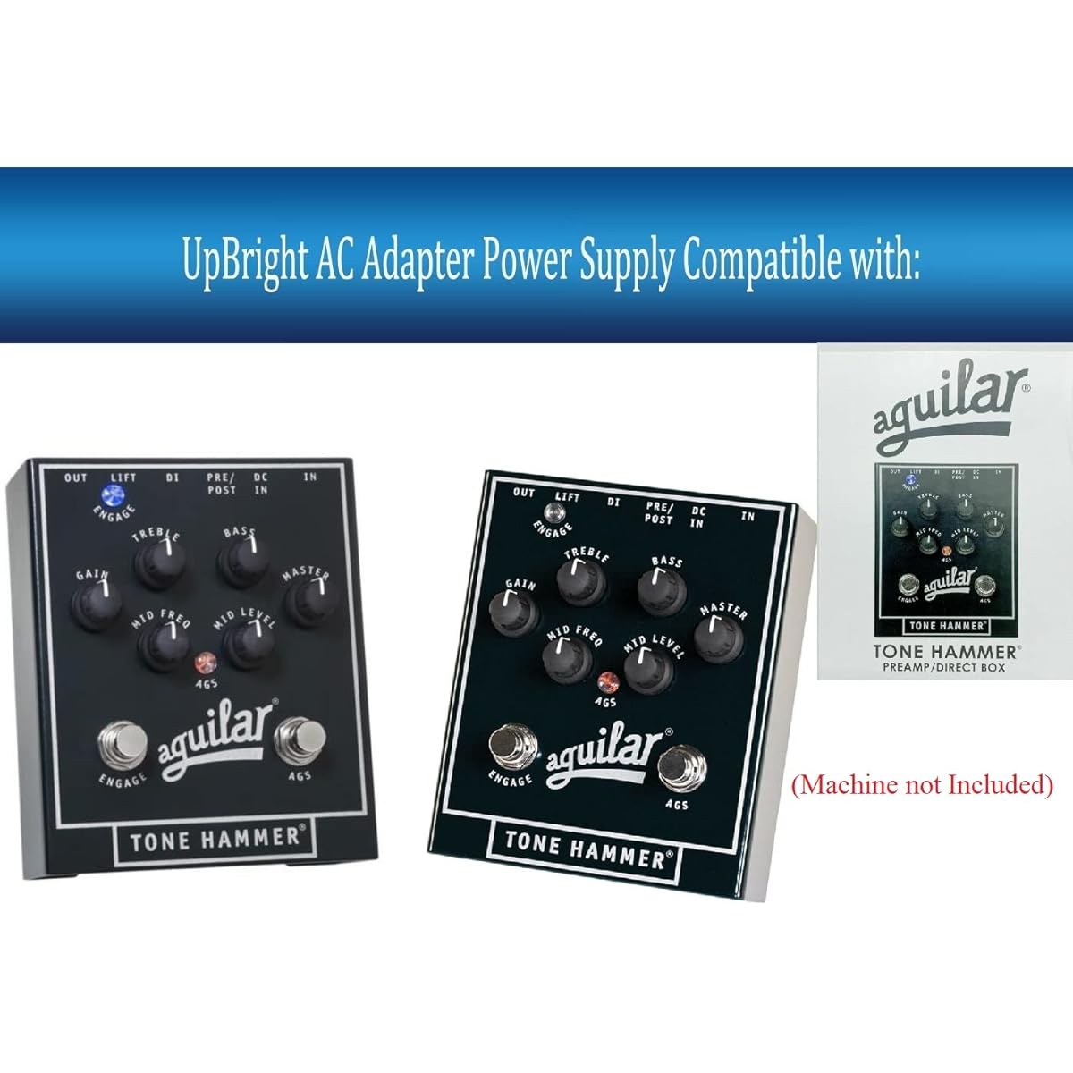 UpBright 18V AC/DC Adapter Aguilar Tone Hammer Bass Preamp DI Pedal PreampDI Preamp/Direct Box Bass EQ Effect ToneHammer PSU-2 PSU2 18VDC 2A DC18V 2000mA Power Cord Charger PSU