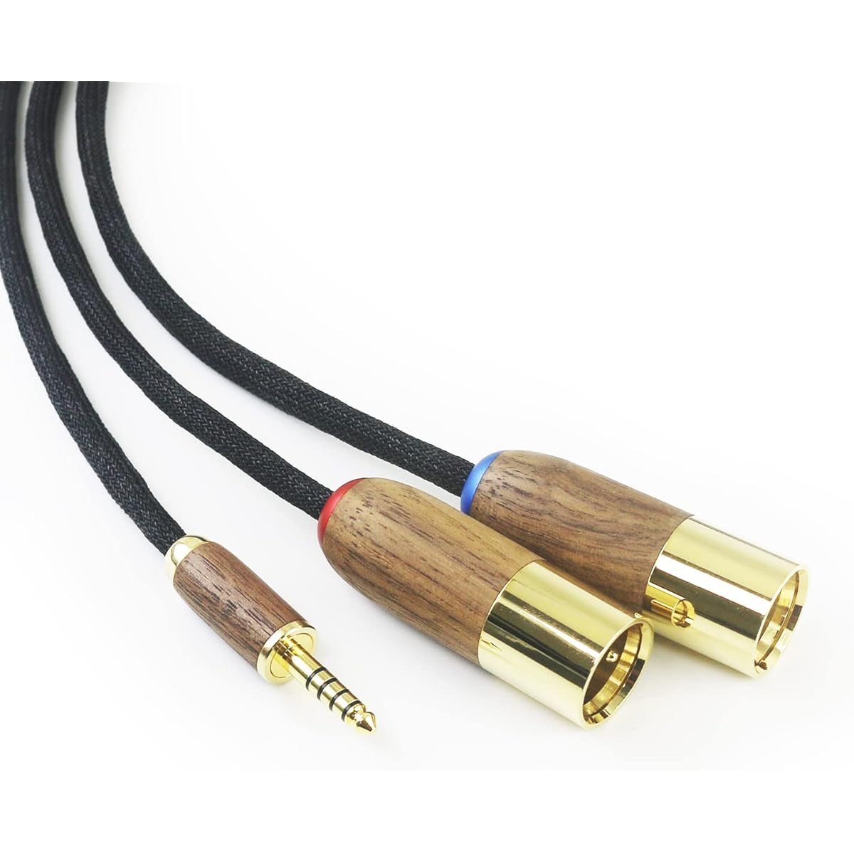 NewFantasia 4.4mm Balanced Male to 2XLR Male Dual XLR Male Audio Adapter Cable 4.4mm to 2XLR Balanced Cable 6N OCC Copper Silver Plated Cord Walnut Wood Shell 1.5m/4.9ft/59in