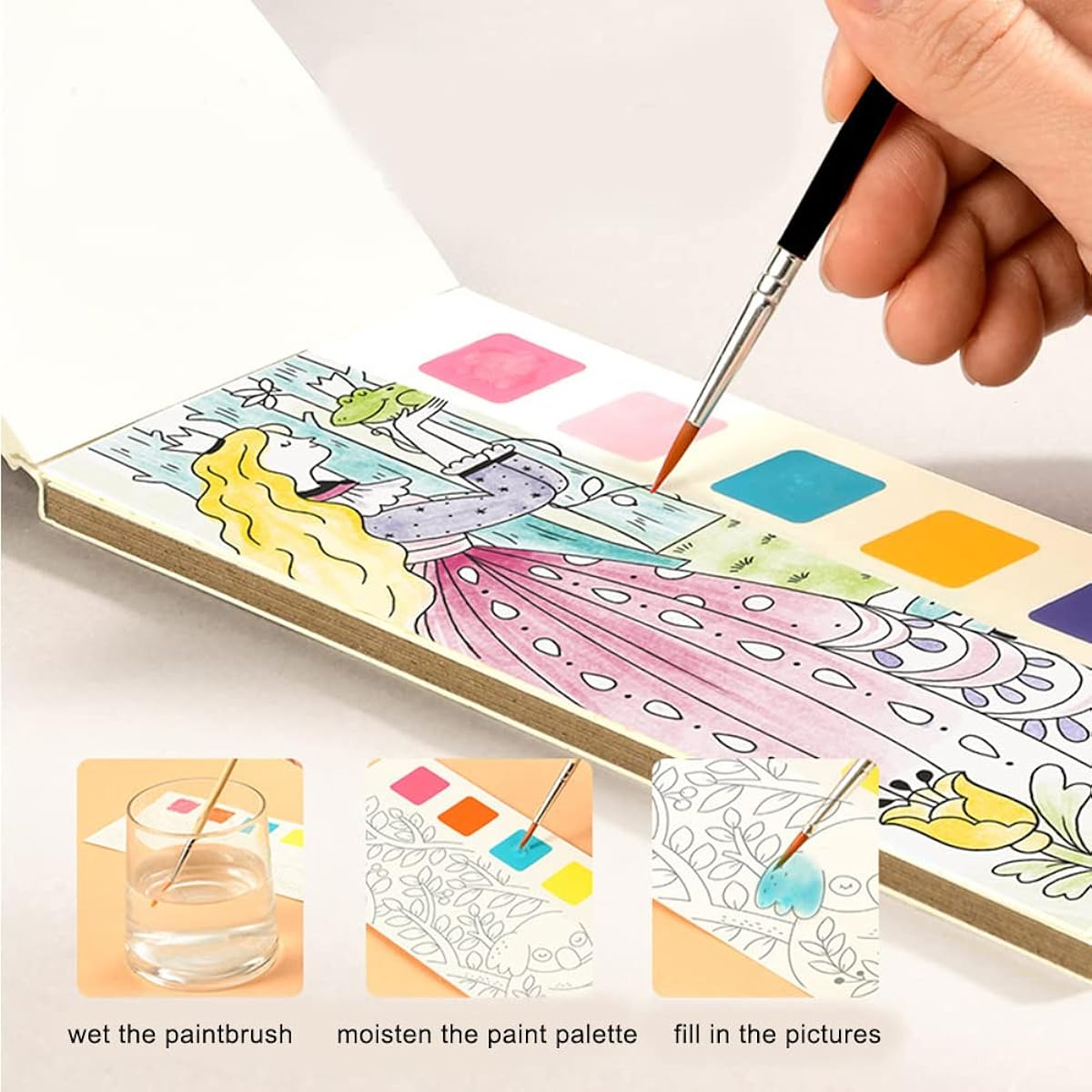 Pocket Watercolor Paint Book Pocket Watercolor Paint Book for Kids Pocket Watercolor Paint Set Improve Creativity and Concentration (A)