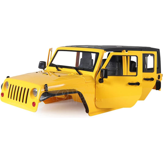 313mm RC Wheelbase Jeep Wrangler JK Rubicon Body Shell for SCX10 90046 90047 RGT EX86100 4 Door Hard Body Shell Kit Upgrade Parts (Yellow)