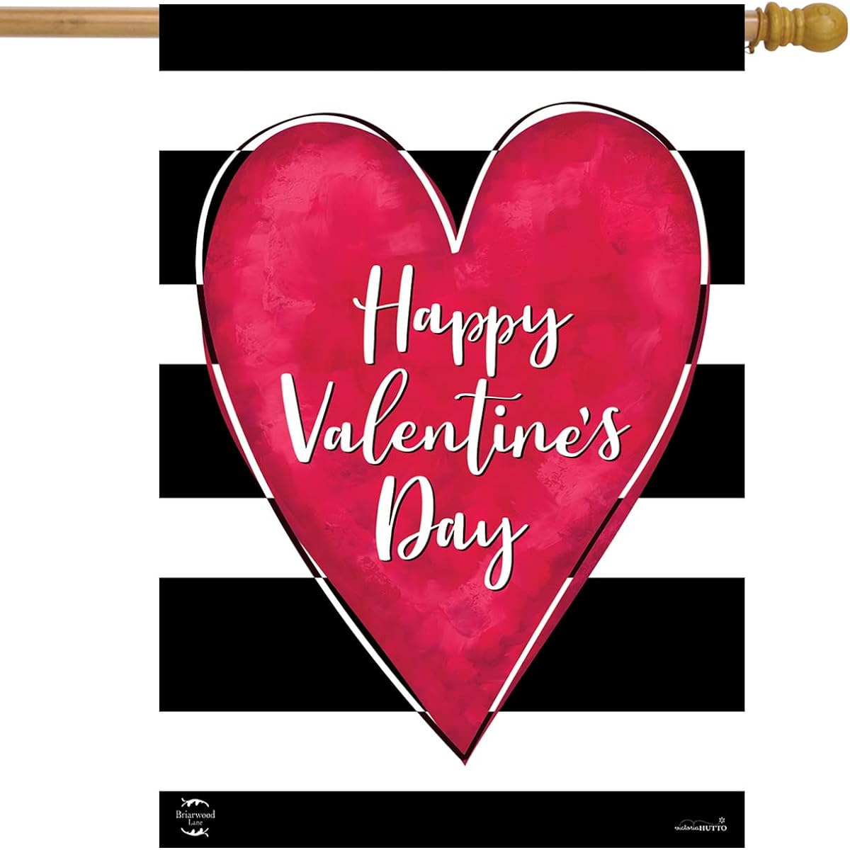 Briarwood Lane Striped Valentine Heart Primitive House Flag Holiday 28" x 40"