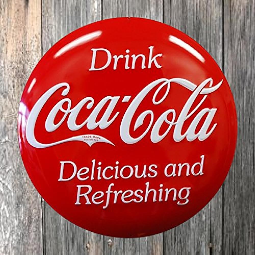 Embossed metal sign COCA COLA BUTTON [Signboard]