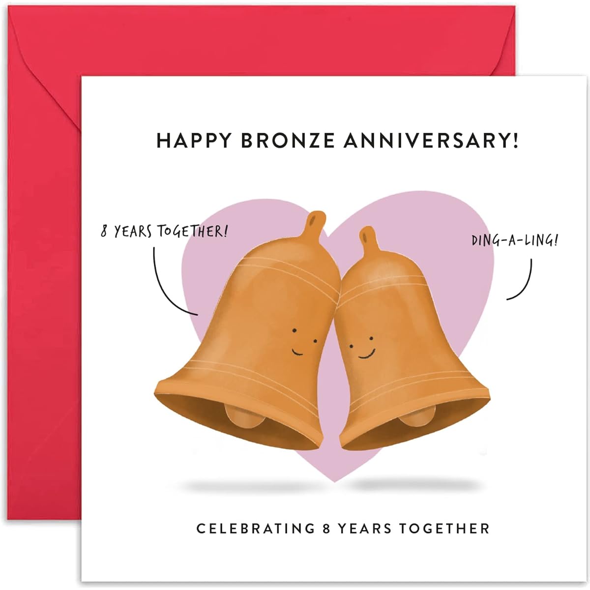 Old English Co. 8th Wedding Anniversary Card for Husband and Wife - Cute and Funny Bronze Anniversary Greeting Card | Joke Humor Eighth Anniversary for Him and Her | Blank Inside & Includes Envelope