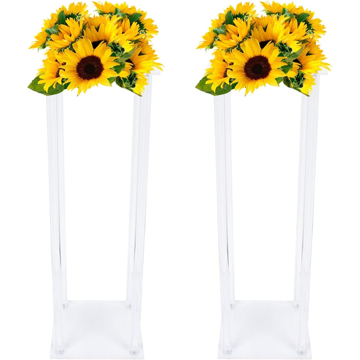 BeiseYu Acrylic Wedding Flower Stand 23.6 Inch Centerpiece Wedding Decoration Geometric Tall Flower Vase Flower Stand Centerpiece Bulk Birthday Party Home Decoration