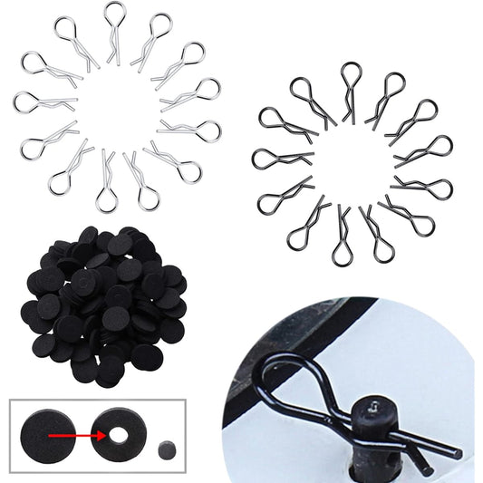 300 Pack Universal RC Body Clip Car Clip Silver & Black R Clip Body Washer for All 1/10 1/12 Scale Traxxas Redcat HPI Himoto HSP Exceed RC Car Parts Truck Buggy Shell Replacement