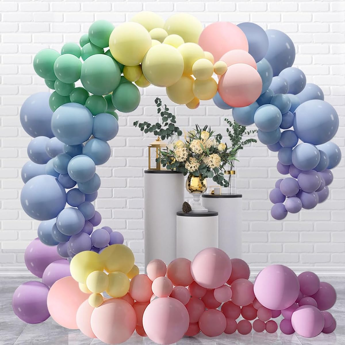 Pastel Balloon Garland Kit, 175pcs Easter Balloon Arch Kit, Assorted Balloons, Pastel Rainbow Party Decorations for Birthday, Baby Shower, Wedding Party
