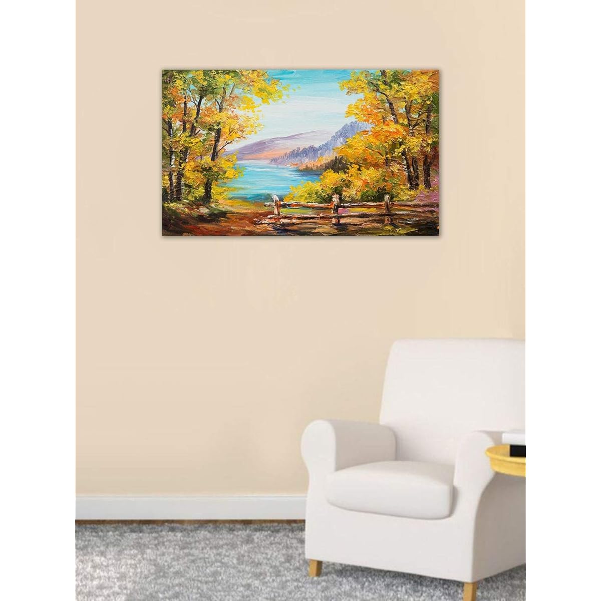 999STORE Wooden Landscape Canvas Painting Multicolor Abstract Painting 24x36 Inch