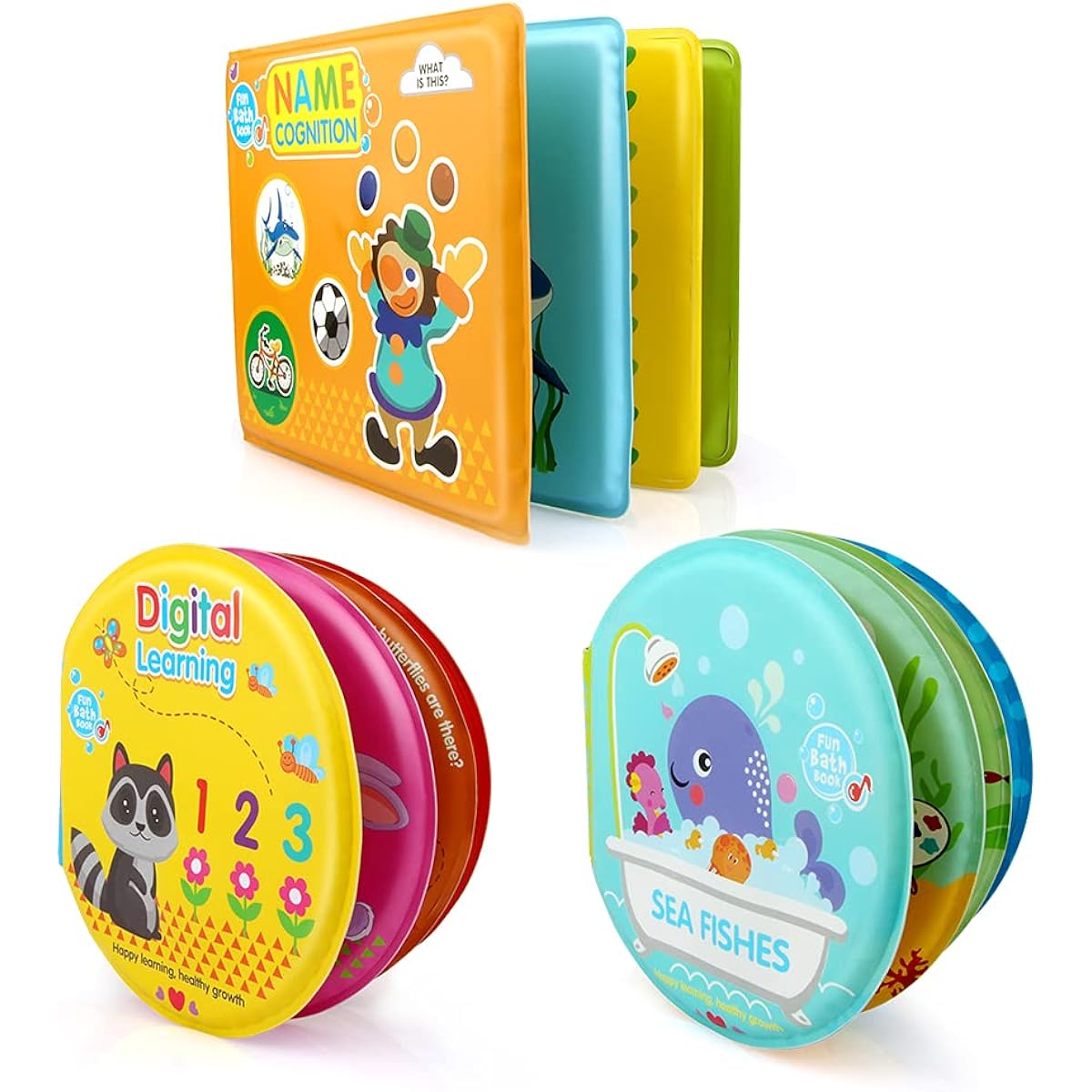Growsland Waterproof Soft Bath Squirt Toy for Baby Bath Toy 3 Pack Bath Book Size-1 Colorful