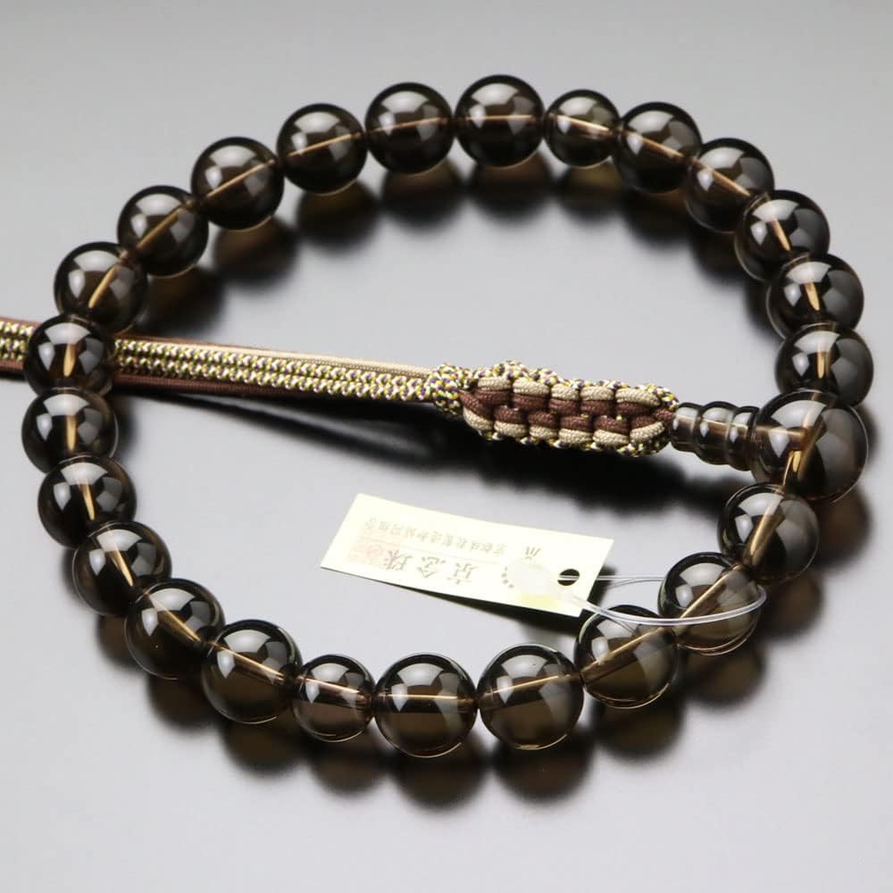 ≪Special Price≫ Nenju.com Jodo Shinshu Prayer Beads for Men 22 Beads Brown Crystal String Tassel [Authentic Prayer Beads Kyoto Prayer Beads Shinshu Disciples Smoky Quartz Smoke Crystal Funeral Memorial Service Funeral Kyoto Natural Stone My Prayer Beads