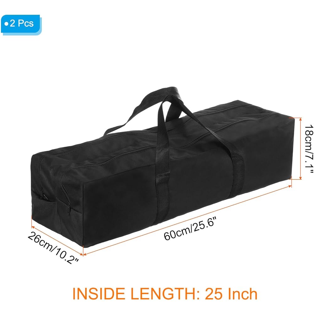 PATIKIL 65cm Camping Chair Replacement Bag Chair Storage Bag Carrying Bag 2 Pieces Nylon Foldable Large Dual Bag with Zipper Outdoor Black