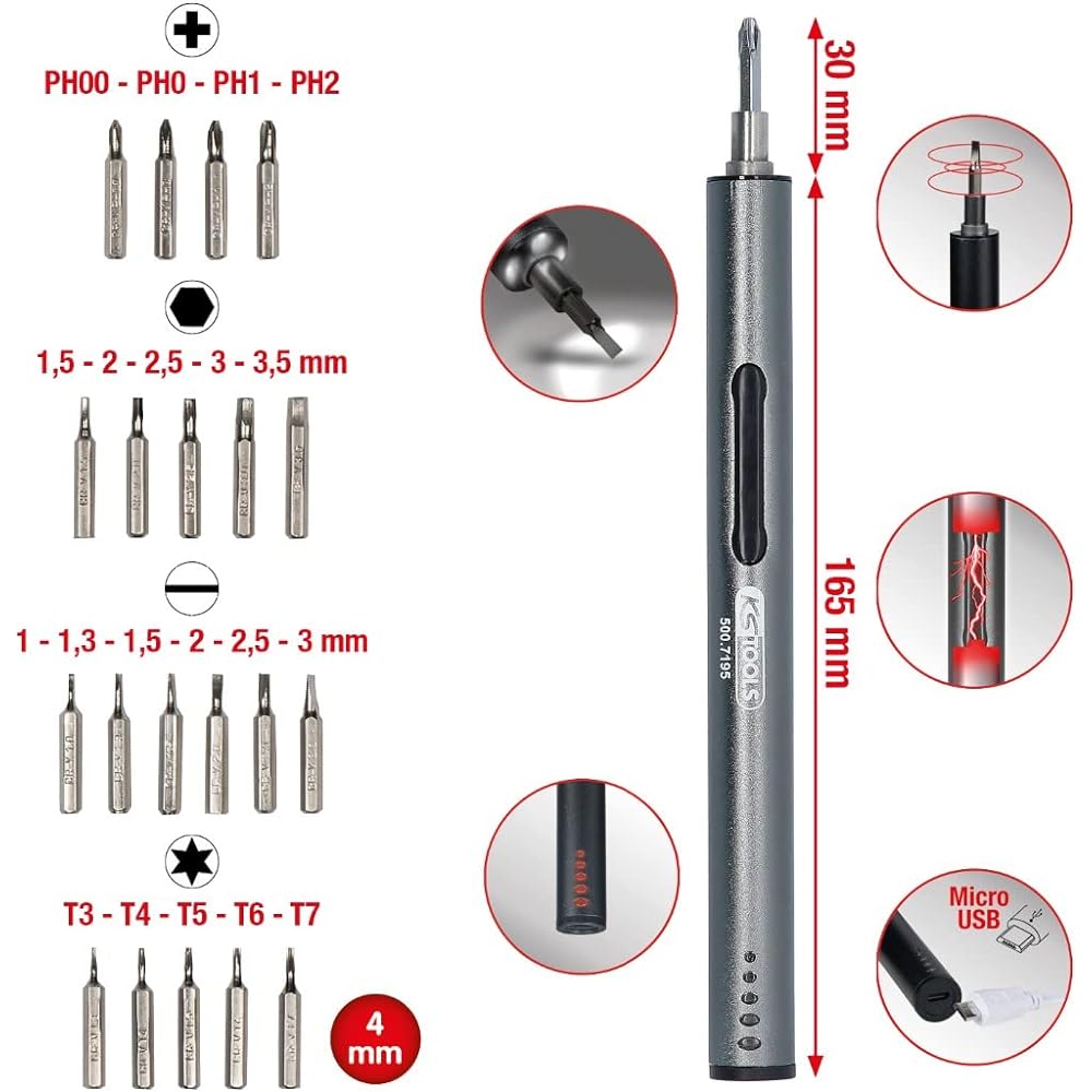 KS Tools Electric Rechargeable Precision Screwdriver 500.7195