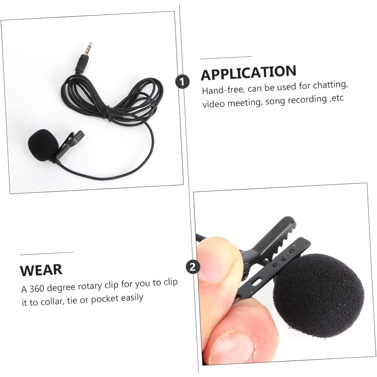 Hemobllo Mini Microphone Portable Clip Lapel Lapel Lapel Condenser Wired Microphone for Mobile Phone Camera Laptop (Black)