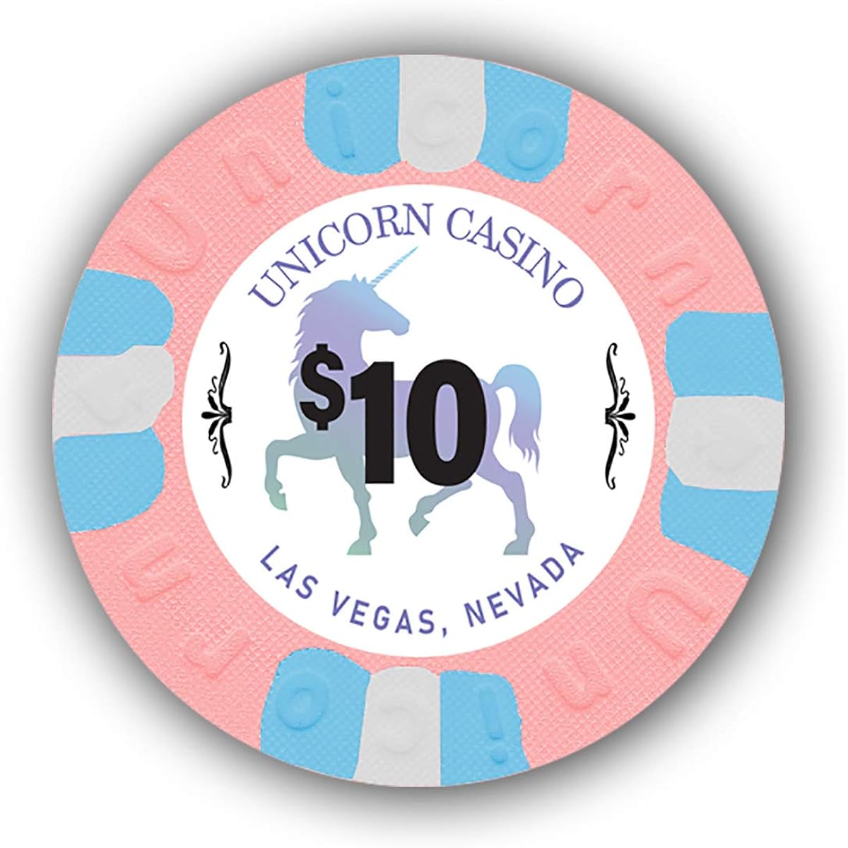 DA VINCI Unicorn Real Casino Clay 9 Grams Poker Chips Pink 50 Pieces 10 Different Denominations