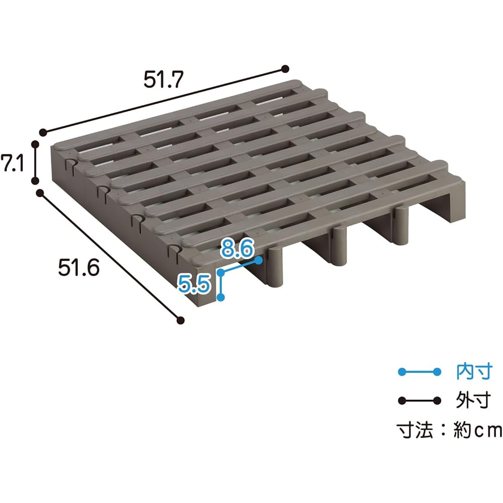 Belca Made in Japan Slatted Bed Joint Futon Slatted Set of 8 Pieces Width 51.7 x Depth 51.6 x Height 7.1cm Eco Brown Load Capacity 120kg Single Size Moisture Proof Free Combination JS-BR8