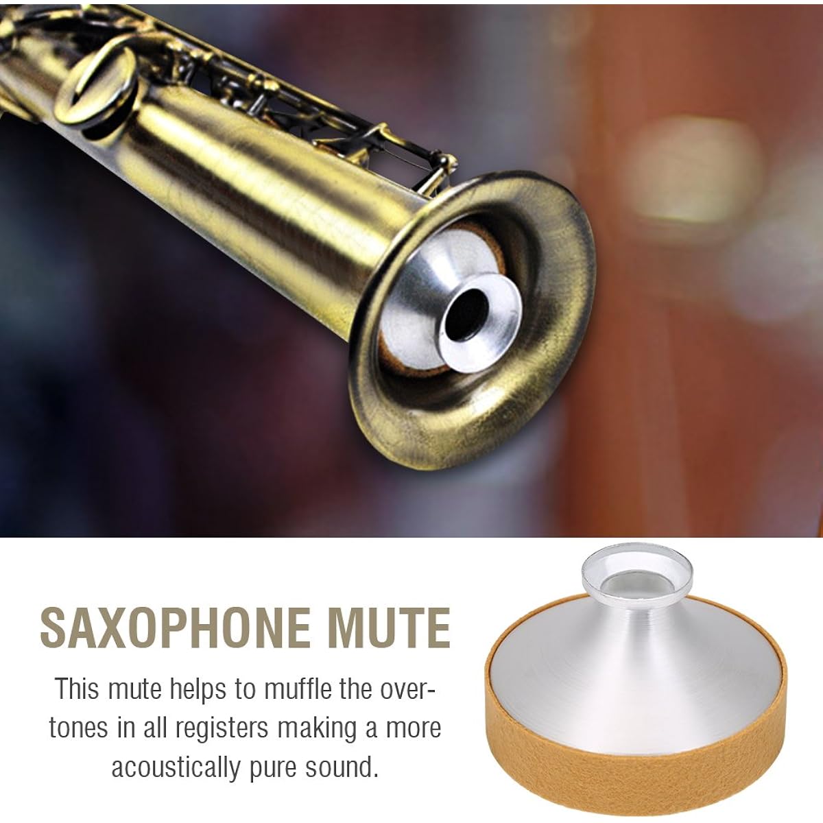 Tenor Sax Mute Eujgoov Aluminum Alloy Saxophone Sound Damper Silencer Accessory for Tenor Saxophone