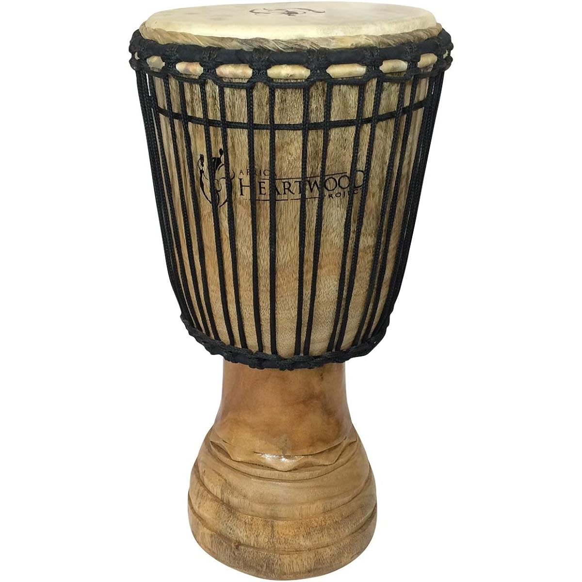 Hand Carved Classical Heartwood Junbe Drum from Africa - 10"x20"
