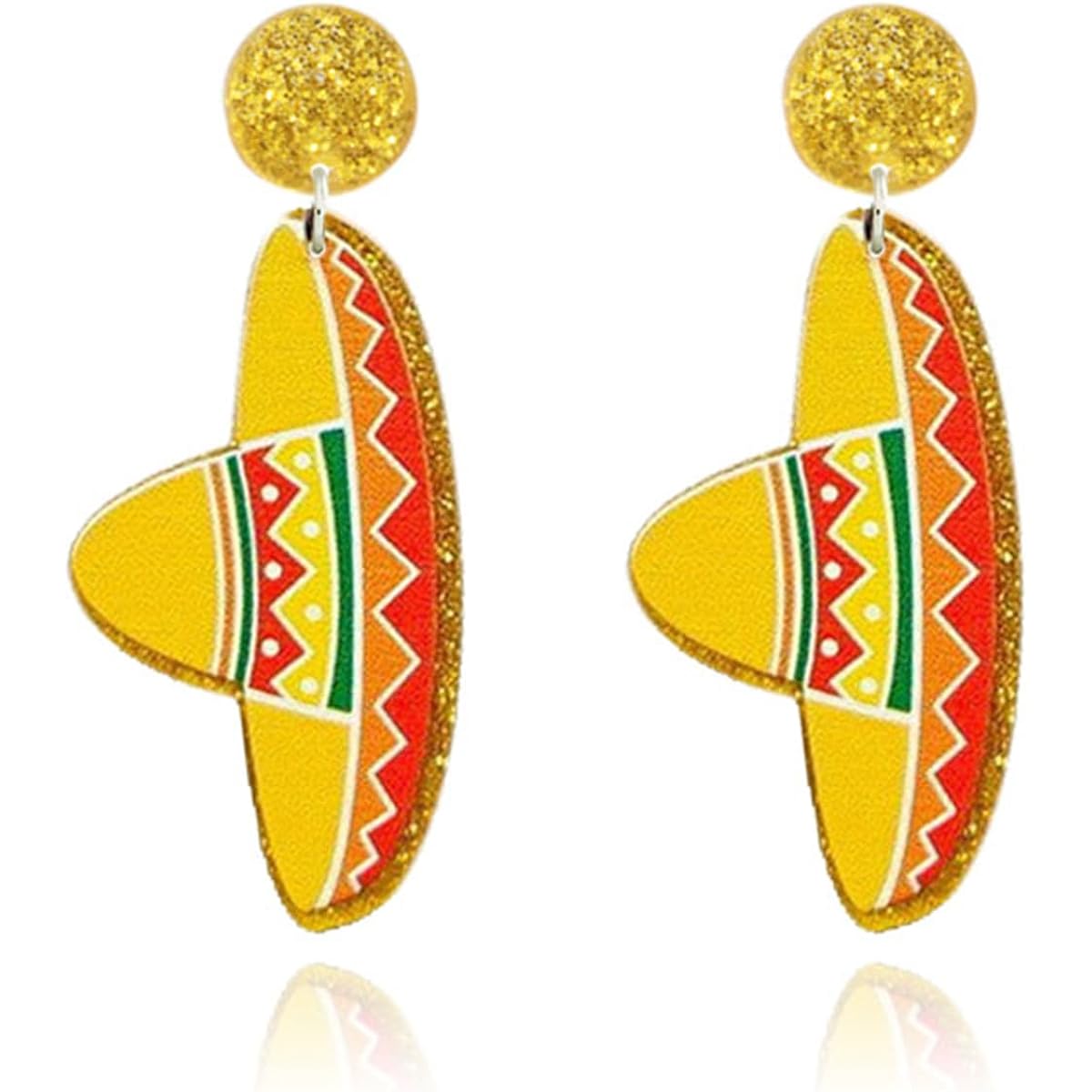 Cinco De Mayo Earrings Mexican Carnival Day Earrings Mexican Fiesta Earrings Women's Colorful Acrylic Chill Hat Cactus Guitar Earrings Lightweight Statement Mexican Independence Day Earrings Cinco De Mayo Festival Gift