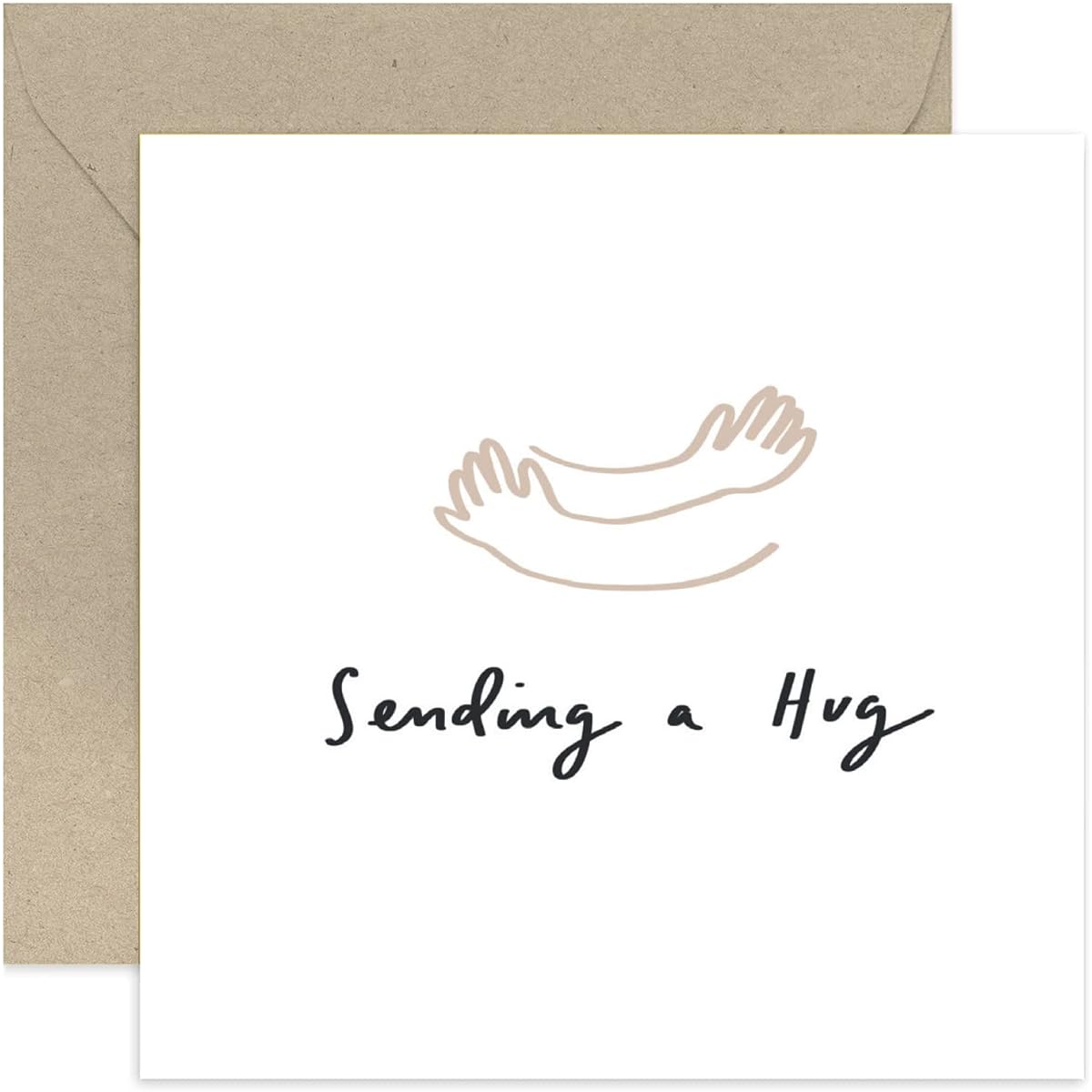 Old English Co. Hug Greeting Card to Send to a Friend - Cute Miss You Design for Him or Her | Thinking of You, Condolences, Sympathy, Sorry | Blank Inside & Envelope Included