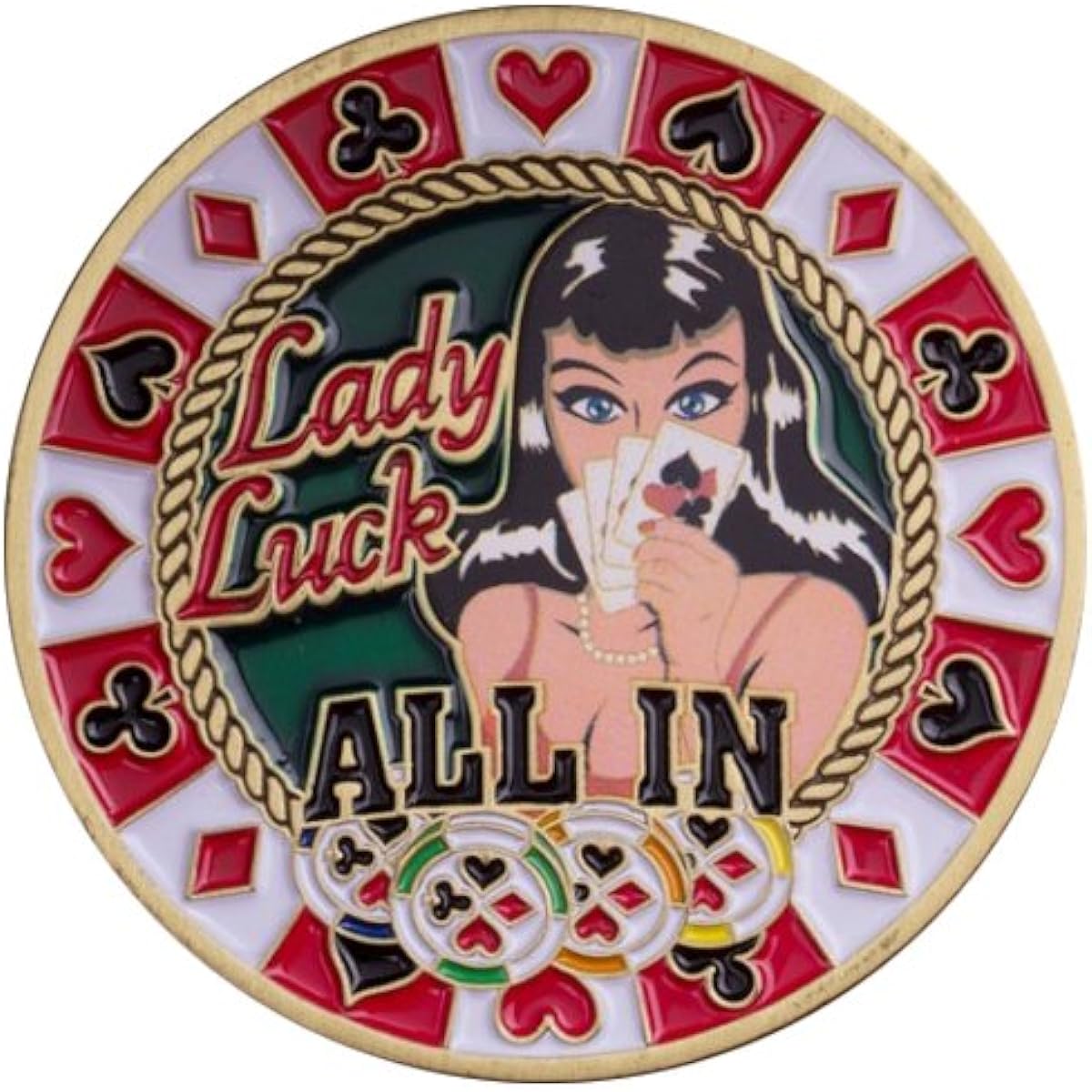 Texas Hold 'em Lady Luck Card Guard Coin