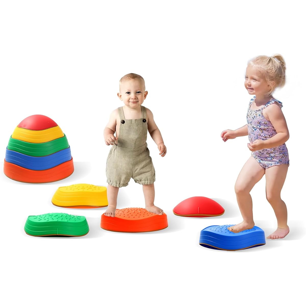 Domaxart 5pcs Balance Stepping Stones, Jumping Stones for Kids up to 265lbs, Toddler Obstacle Course Coordination Game Toys for Ages 3+, Indoor or Outdoor Play