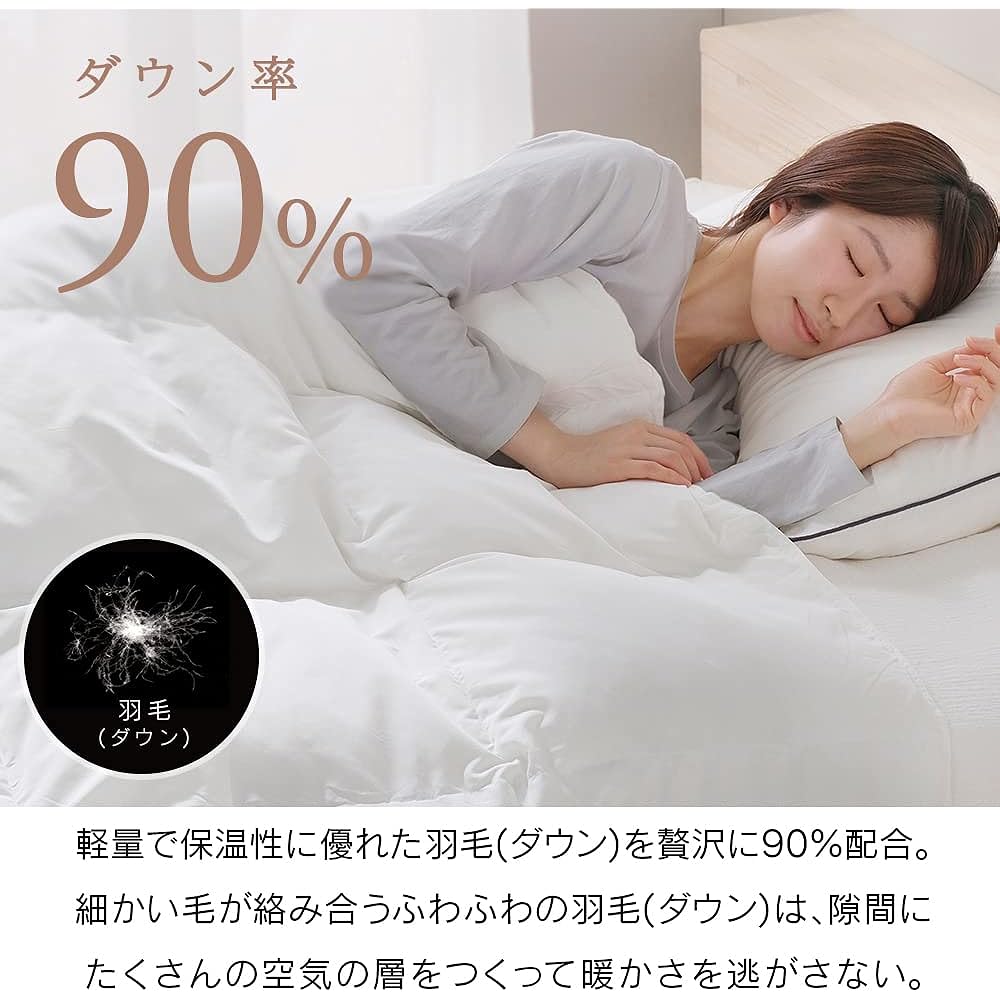 Iris Ohyama Thin Duvet 90% White Duck Down Single Tataki Quilted Peach Skin Breathable Comforter KKF-WD9004-SL Ivory