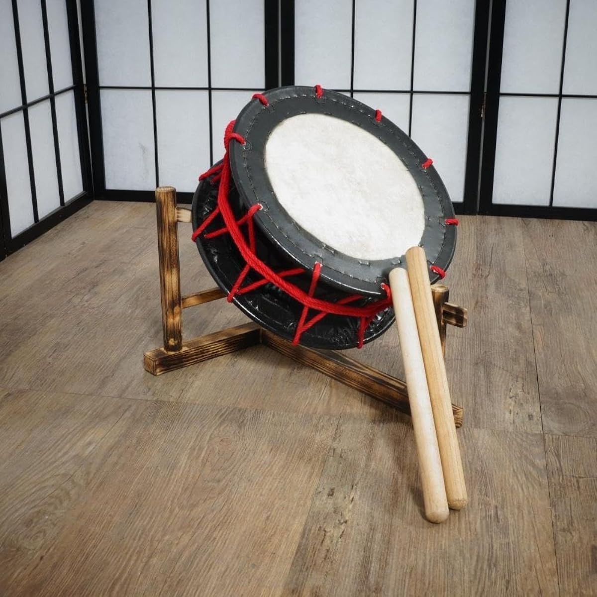 Storehouse-fresh Shime-daiko cowhide Japanese drum drumstick stand beginner's set