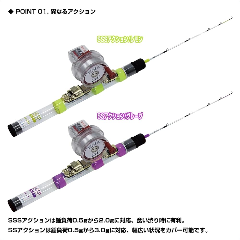 [Round glass tip/skeleton grip protects the tip when stored] Rod reel set for smelt Clear Lock ST Single rod/Reel (spinning/counter) set (CRSTS44)