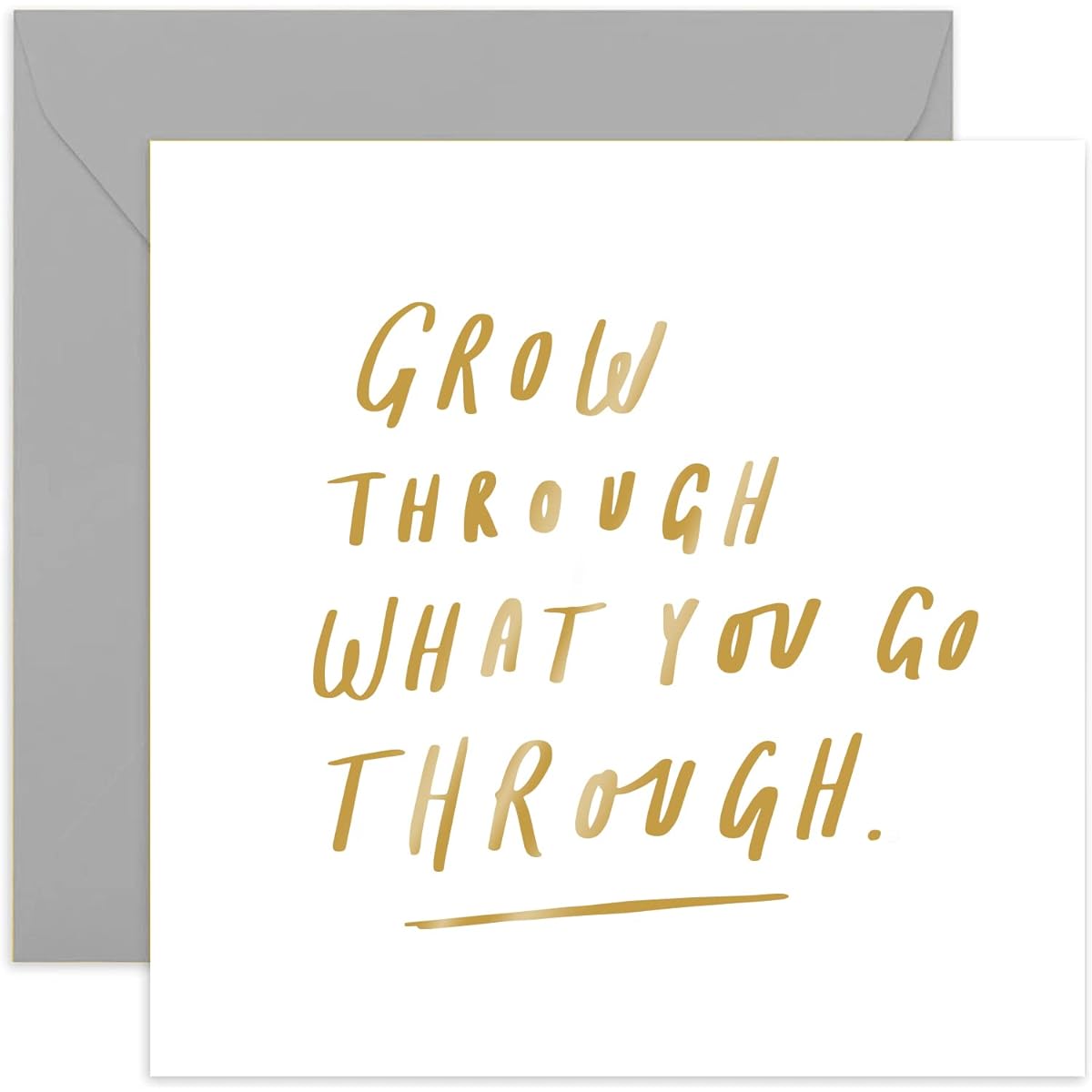 Old English Co. Grow Through Friend Cards - Gold Foil | Thoughts of You Encouragement Friendship Cards | Blank Inside & Envelope Included