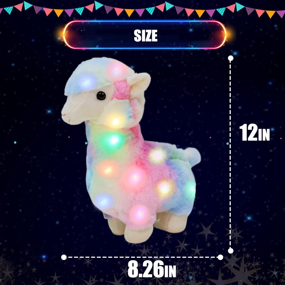 TGTOYS LED Llama Plush Glowing Soft Alpaca Stuffed Animal Lights Up in the Dark Bedtime Companion Night Light Christmas Birthday 12" (Light Only)