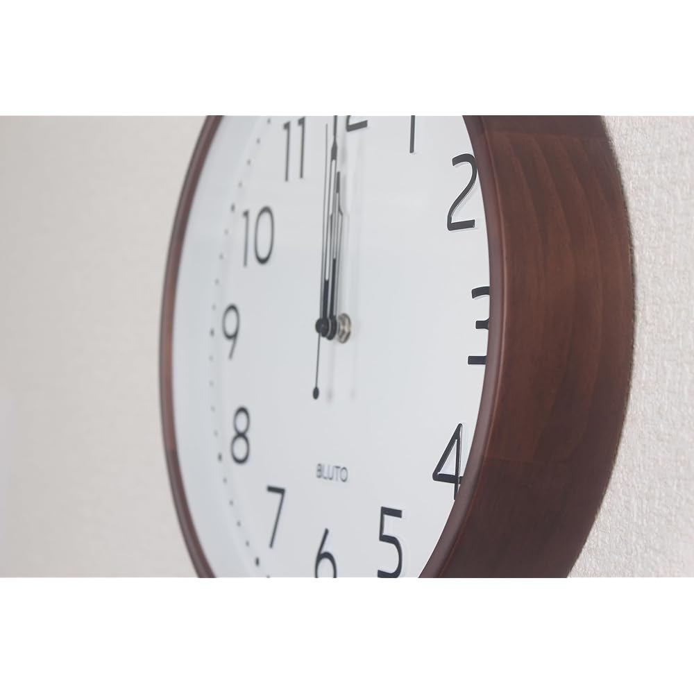 Bluetooth Wall Clock BLUTO Handmade Wooden Diameter 30cm Stylish Wall Clock Scandinavian Clock Interior (Brown)