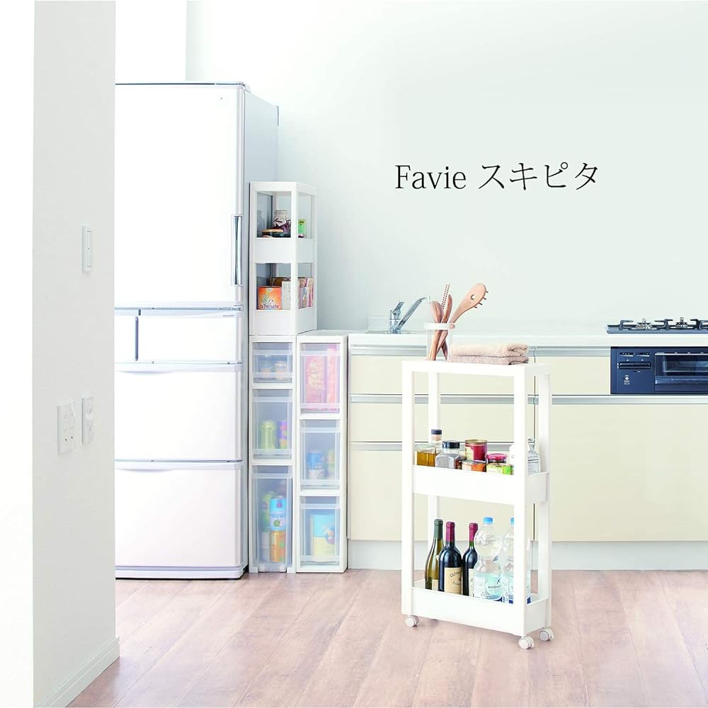 Tenma Kitchen Storage Fabier Skipita Skipita Stocker Wide 3 Tiers White Width 27 x Depth 45 x Height 85cm S-030W