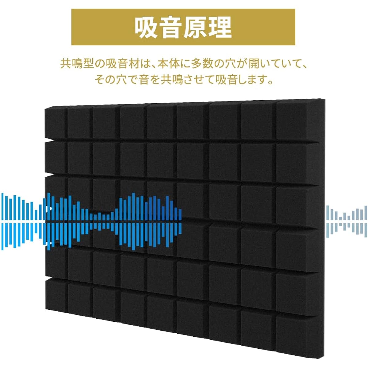 Material, 25 x 25 x 5 cm, Double-Sided Tape Included, Sound Deadening, Noise, Soundproofing, Sound Absorption Measures, Interior Decoration, Musical Instruments, Urethane Foam, Sound Absorbing Material: Polyurethane (Checkerboard Shape, Black, 84 Pieces)