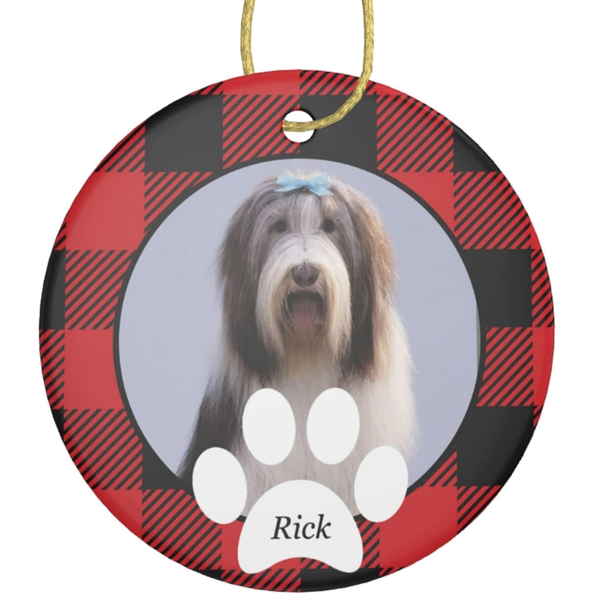 Personalized Dog Ornament Custom Photo Name for Christmas Tree Hanging Home Decoration