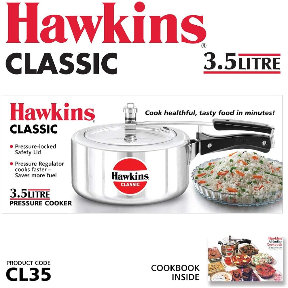 Hawkins Classic CL35 3.5 L Aluminum Pressure Cooker, Small, Silver by Hawkins Classic