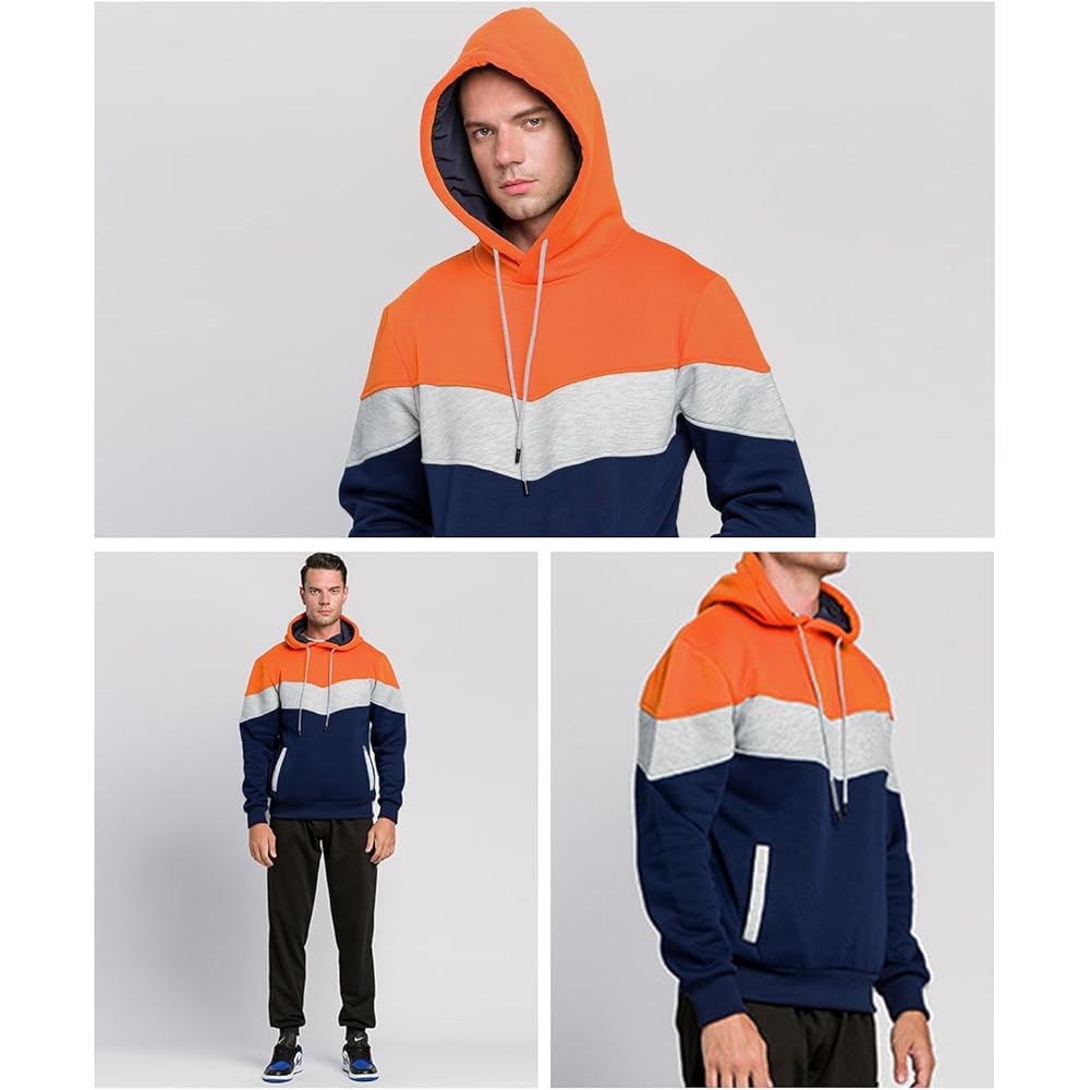 [J.STORE] Setup Color Matching Sportswear Sporty Autumn Spring Hooded Pullover Top and Bottom Set Outdoor Men's