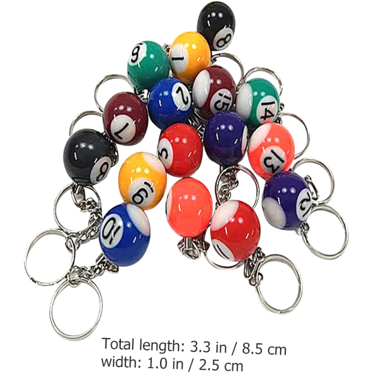 Toddmomy 16 Pieces Billiard Keychains, Kids Gifts, Billiard Gifts, Pool Accessories, Billiard Bowling Pendants