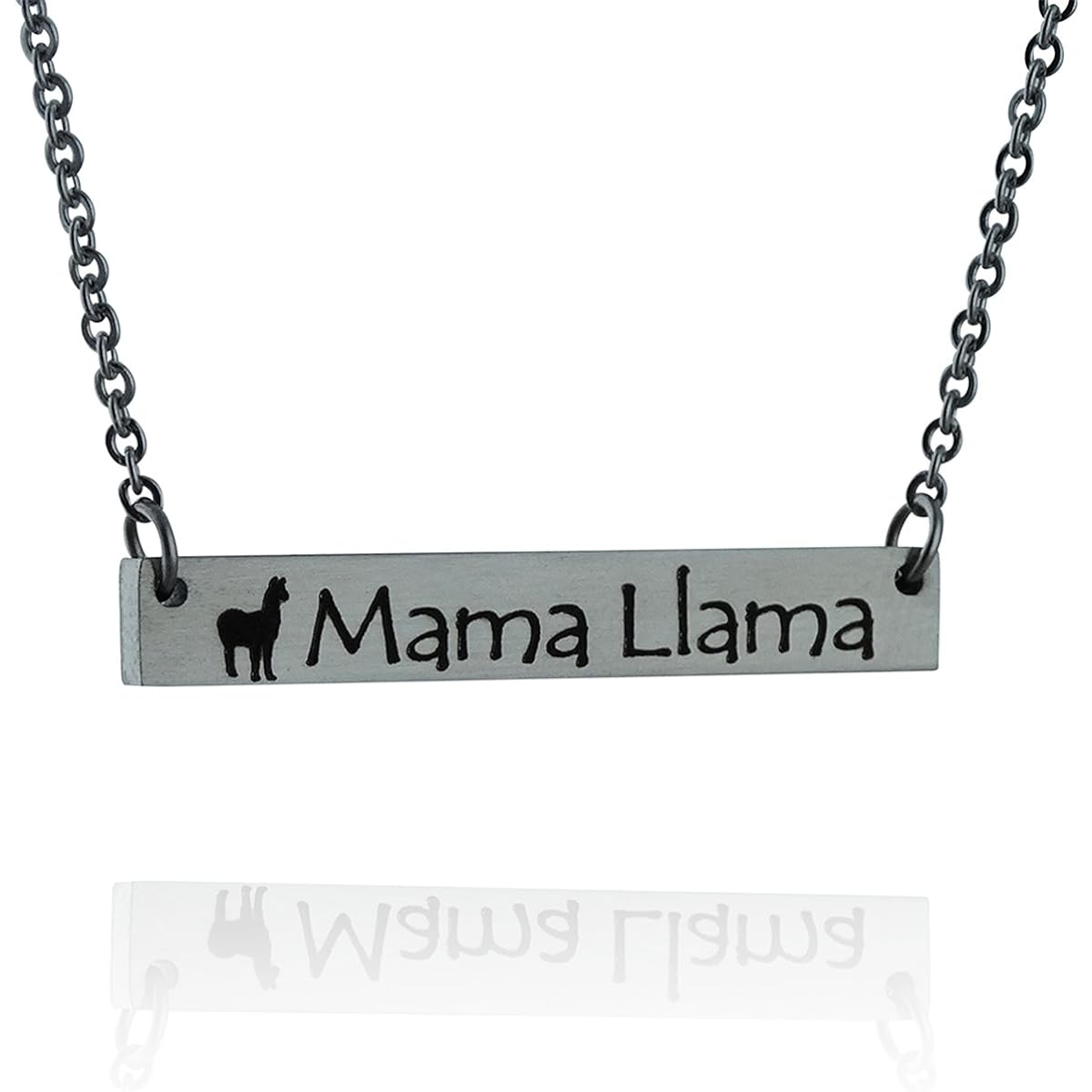 fashionjunkie4life Mama Llama, Ain't Got Time For Your Drama, Double Sided Stainless Steel Bar Necklace