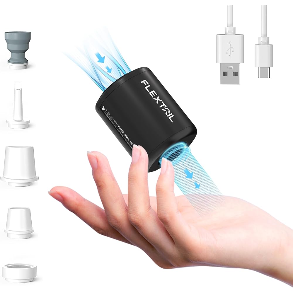 FLEXTAILGEAR TINY PUMP 2 Portable Air Pump TYPE-C Rechargeable Lightest Pump 4Kpa Inflator/Deflate Electric Pump Pool Buoy Float Vacuum Bag