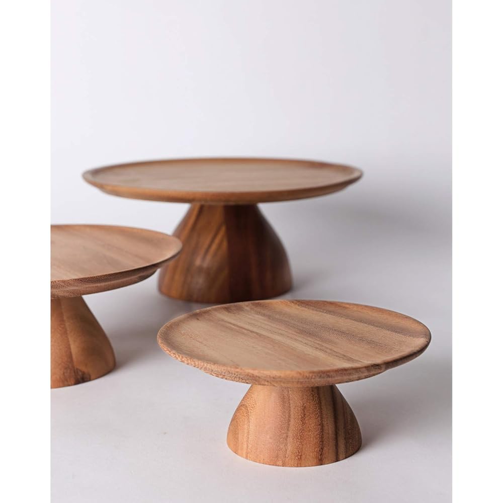 Swanson Shoji Chabatree Cake Stand Wooden M Marinetopia Acacia Approx. Diameter 21.5 x Height 10cm Footed Plate Afternoon Tea Party CU-029