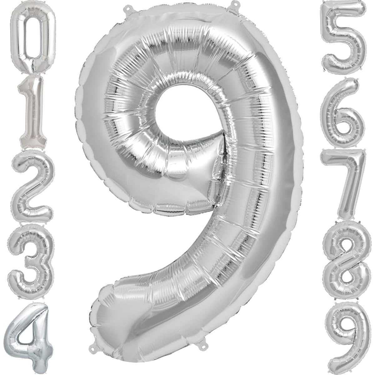 FINGCRO Silver Foil Balloons 9, 42 inches
