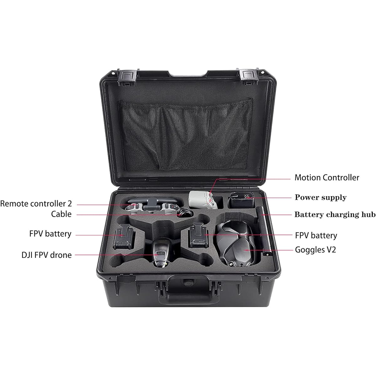 Portable Hard Case for DJI FPV Drone Combo Professional Waterproof Shockproof Bag Storage Carry Case for DJI FPV Drone Fly More Set Accessories Goggles V2 Remote Control Motion Controller