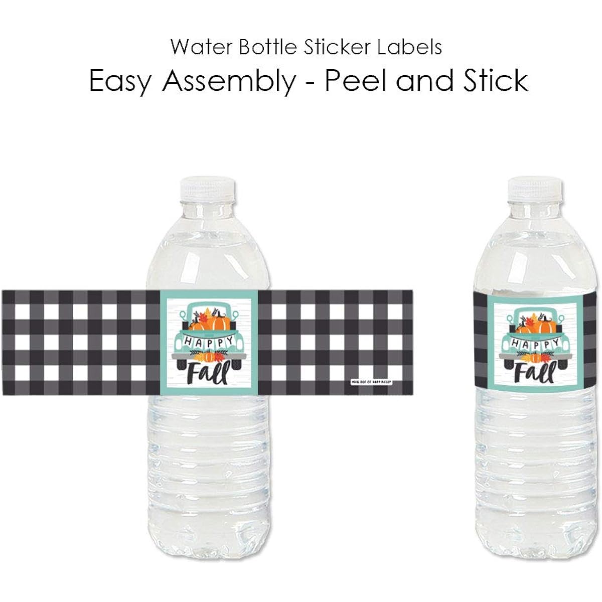 Big Dot of Happiness Happy Fall Truck - Harvest Pumpkin Party Water Bottle Sticker Labels - Set of 20