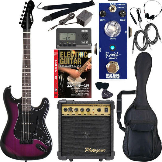 SELDER Electric Guitar Stratocaster Type ST-16/BPP Sakura Musical Instruments Original Revol effects Effector Introduction Set [Overdrive NAVY BLUE OVERDRIVE/EOD-01]