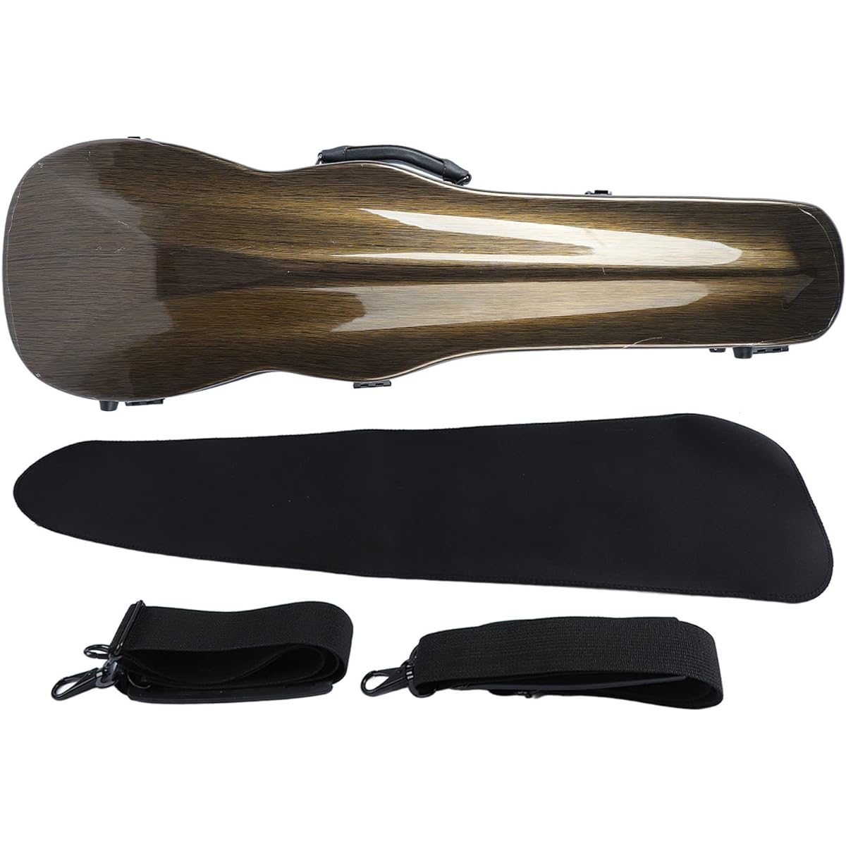 Violin Box, Carbon Fiber Lightweight Portable Hard Violin Case with Replacement Hygrometer Strap, 4/4 Full Size Carbon Fiber Violin Box (Coffee)