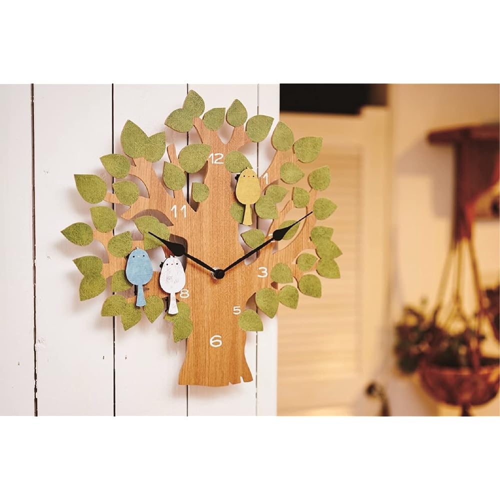 Interform Wall Clock Pendulum Clock Trull CL-9891GN Small Bird Wood Step Movement with Pendulum