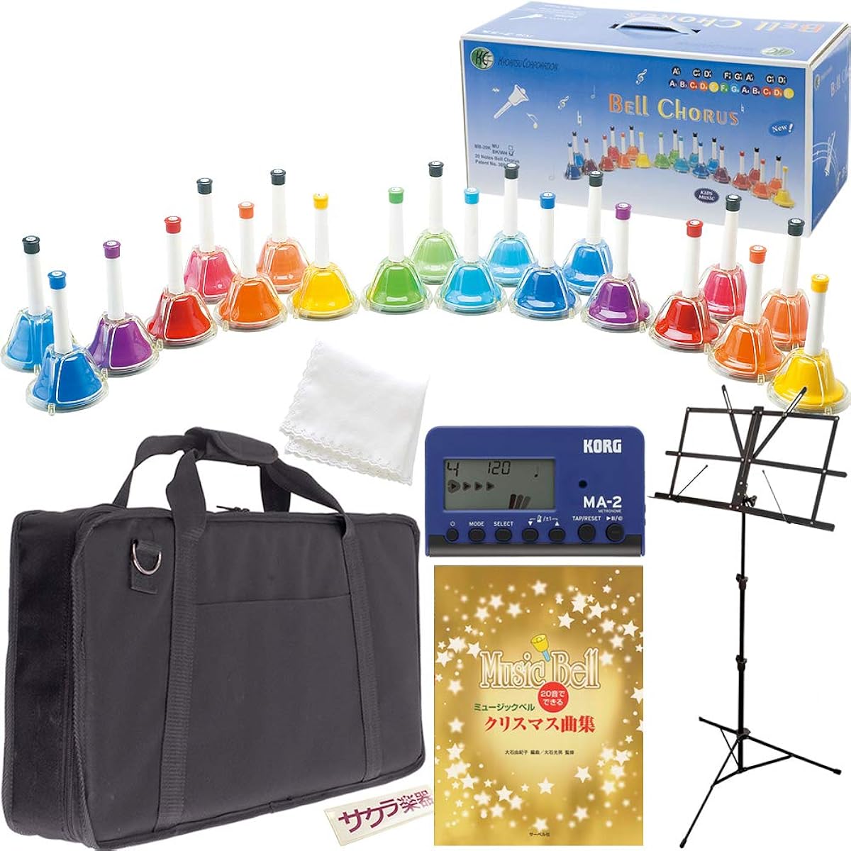 Music bell (hand bell) 20 notes MB-20K/MU [Multicolor] Sakura Musical Instruments original full set [Christmas sheet music included]