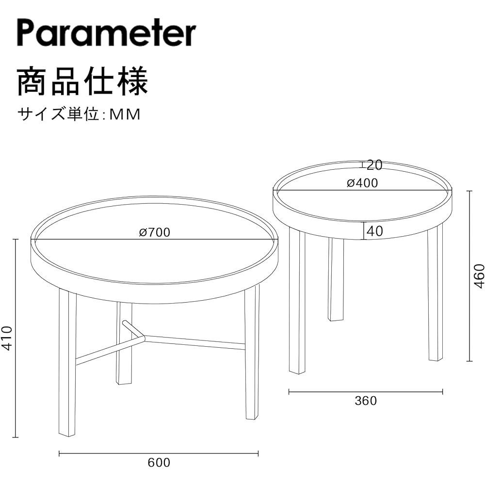 VaLaVie Low Table Coffee Table Width 70cm Height 41cm Center Table Living Table Natural Wood Popular Table Round Shape Natural